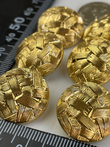 TWO SETS LEFT: vintage textured gold metal look shank buttons 20mm