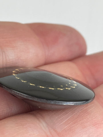 ONE SET ONLY: striking charcoal grey iridescent w/ gold detail  shank buttons 29mm