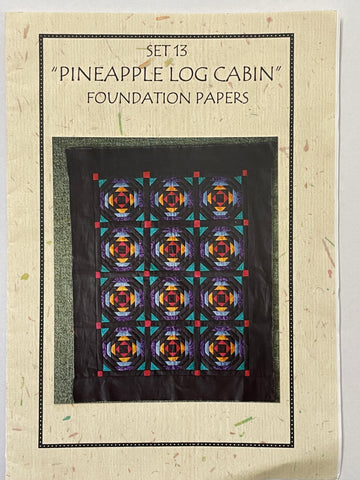 PINEAPPLE LOG CABIN FOUNDATION PAPERS: Papers for quilt block & quilt 46cm x 56cm