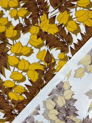 LAST 1/2m: Vintage Fabric Fabulous 1970s Autumnal Floral Cotton Pique