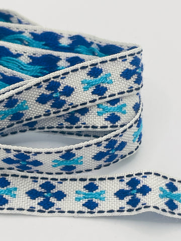 Vintage? Trim Woven Cotton Hippie Style Cotton w/ White Base 10mm Wide