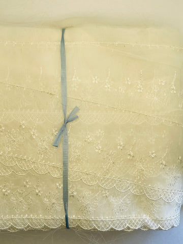 6.5m LEFT: Vintage heirloom sheer nylon scalloped trim 14.5cm wide