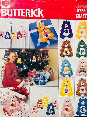 CARE BEARS SOFT DOLL ORNAMENTS: Butterick 1980s sewing pattern + template sheet  *6725