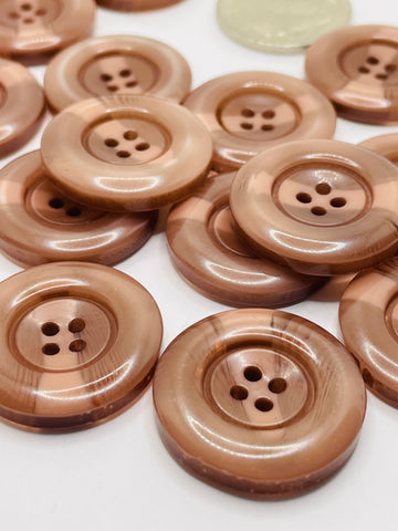 TWO SETS LEFT: large vintage? modern? mottled translucent mushroom 4-hole buttons 29mm