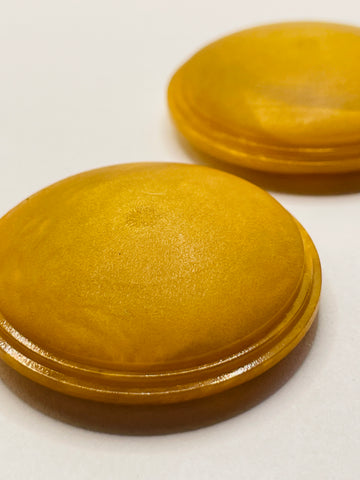 ONE SET ONLY: very large vintage coat acrylic yellow shank button 34mm