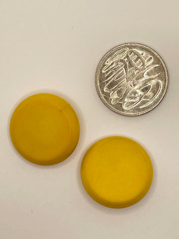ONE SET ONLY: large vintage coat bakelite? yellow shank button 29mm