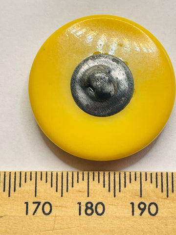 ONE SET ONLY: large vintage coat bakelite? yellow shank button 29mm