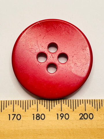 ONE SET ONLY: vintage bright red large coat button 4-hole 34mm