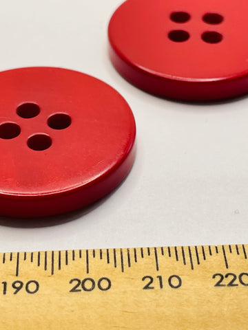 ONE SET ONLY: vintage bright red large coat button 4-hole 34mm