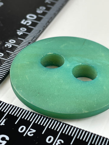 TWO LEFT: super huge green vintage? plastic resin? 2-hole button 45mm
