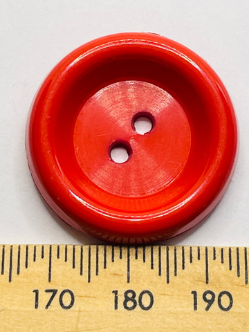 ONE SET ONLY: vintage red plastic high side button 2-hole 28mm