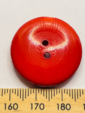 ONE SET ONLY: vintage red plastic high side button 2-hole 28mm