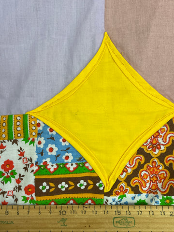 ONE ONLY: Modern Handmade Patchwork Quilt Fabulous 70s 80s Vintage Fabrics  100cm x 128cm