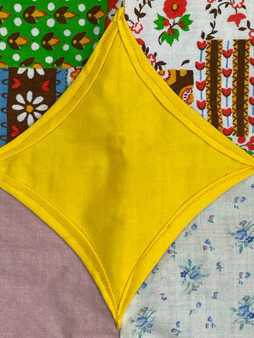 ONE ONLY: Modern Handmade Patchwork Quilt Fabulous 70s 80s Vintage Fabrics  100cm x 128cm