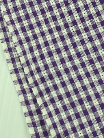 2.5m LEFT: Vintage 1970s woven textured cotton gingham purple white