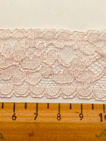 5.5m LEFT: 60s? Vintage pale pink cotton rayon lace trim 3.2cm wide