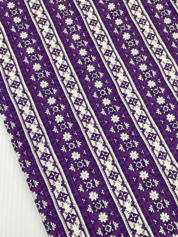 LAST 1/2m: Vintage Fabric 1960s 70s Viyella Retro Purple Ogee & Floral