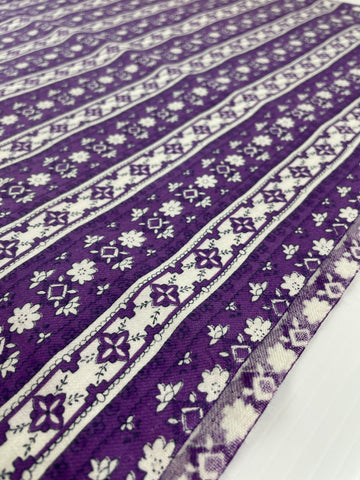 LAST 1/2m: Vintage Fabric Viyella 1960s 1970s Retro Purple