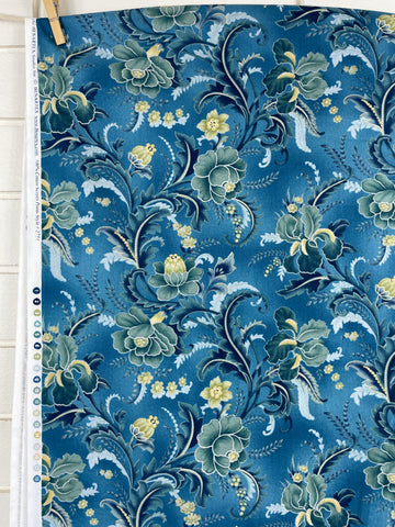 4m LEFT: Modern Benartex quilt cotton 'Janelle' blue green fronds