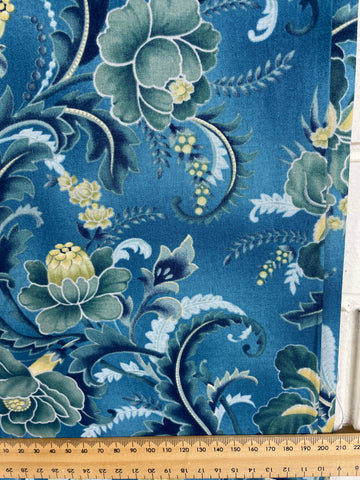 4m LEFT: Modern Benartex quilt cotton 'Janelle' blue green fronds