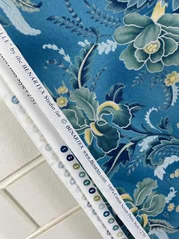 4m LEFT: Modern Benartex quilt cotton 'Janelle' blue green fronds