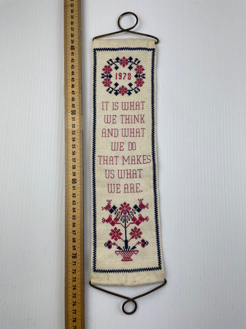 Vintage 1978 'For the Wealthy Family' embroidered wall hanging