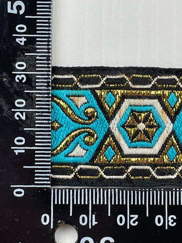 1m LEFT: woven Middle Eastern influence vintage 1970s? cotton braid trim 30mm wide