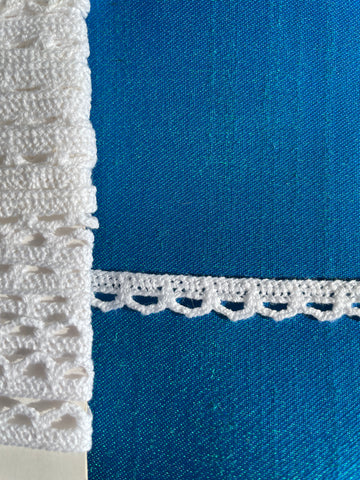 5.5m LEFT: vintage hand crochet? white cotton edging trim 8mm
