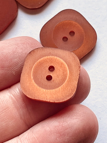 ONE SET ONLY: 4 x Vintage Rust Orange Matte w Flash Plastic Buttons 2-Hole 19mm