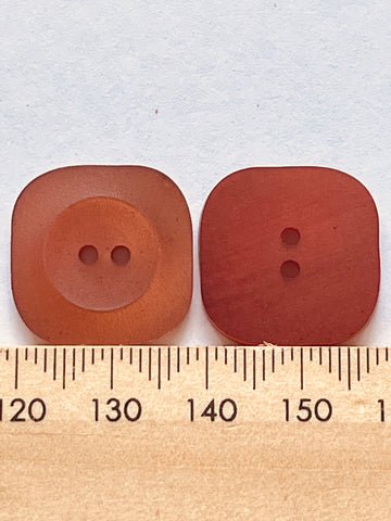 ONE SET ONLY: 4 x Vintage Rust Orange Matte w Flash Plastic Buttons 2-Hole 19mm