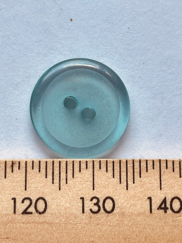 LAST SET: 26 x Vintage Clear Sea Green Shiny Plastic Buttons 2-Hole 15mm