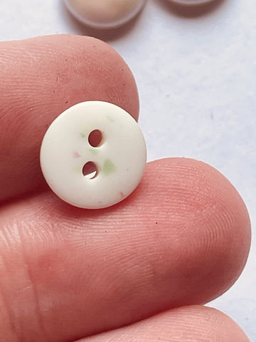 TWO SETS LEFT: 9 x Vintage Faux Pearl Lustre Plastic Buttons 2-Hole 11mm