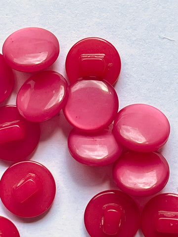 FOUR SETS LEFT: 18 x Vintage Pink Shiny Plastic Buttons w/ Shank 10mm