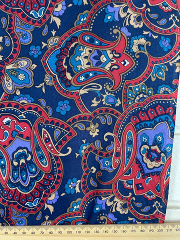 1.5m LEFT: Vintage 80s? Light Weight Floppy Rayon w/ Muted Paisley Pattern