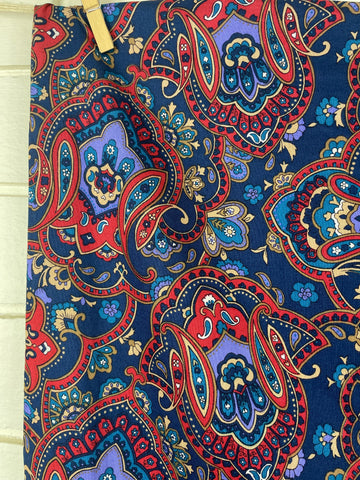 1m LEFT: Vintage 80s? Light Weight Floppy Rayon w/ Muted Paisley Pattern