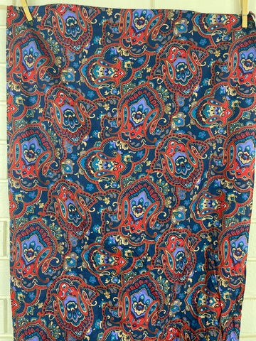1.5m LEFT: Vintage 80s? Light Weight Floppy Rayon w/ Muted Paisley Pattern