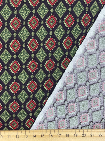 LAST 1/2m: Vintage 80s? Light Weight Floppy Rayon w/ Small Diamond Pattern