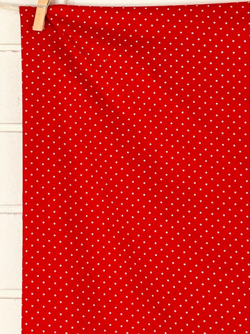 2.5m LEFT: Vintage 1980s light weight cotton blend twill red w/ tiny pink spots