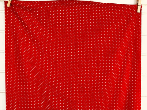2.5m LEFT: Vintage 1980s light weight cotton blend twill red w/ tiny pink spots