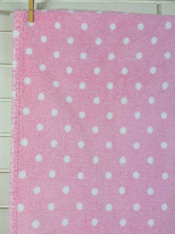 ONE ONLY: Kitsch pink w/ white polka dot Cath Kidston Home cotton towel 2011 67cm x 134cm