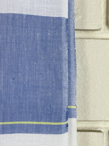 1m LEFT: Classic Light Weight Woven Cotton Check Blue White Yellow