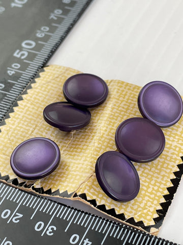 ONE SET ONLY: Vintage Beutron 6 x lustrous purple plastic shank buttons on card 13-14mm