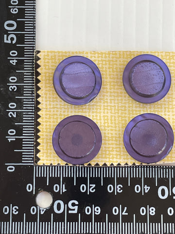 ONE SET ONLY: Vintage Beutron 4 x shiny purple plastic shank buttons on card 19mm