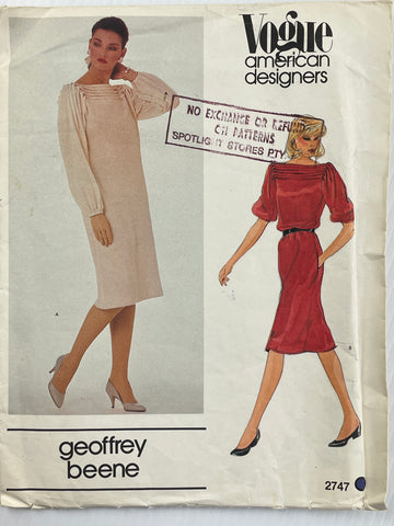 GEOFFREY BEENE DRESS: Vogue American Designers 1980s size 10  uncut *2747