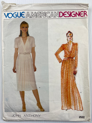 JOHN ANTHONY DRESS: Vogue American Designer 1980s size 12 cut unused *2522