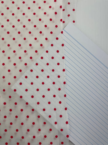 2m LEFT: Vintage? Modern? Fabric Light Weight Cotton w/ Red Dots on White