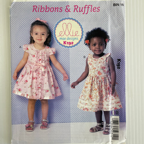 TODDLER'S DRESS: Kwik Sew Ellie Mae Designs 2015 Various Sizes *K192