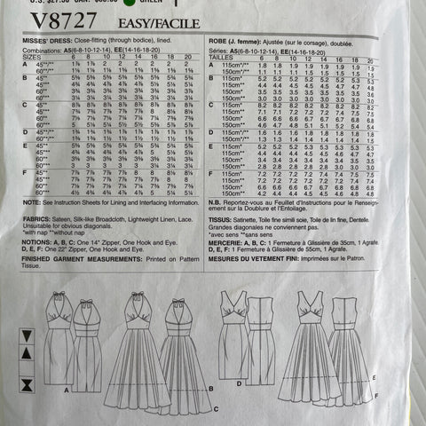 CLASSIC DRESS: Vogue Easy Options 2011 Size 10 *V8727