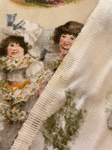 Modern Fabric Soft Drapery Cotton Blend w/ Old World Kiddies Print 'Hollyhock' 148cm Wide