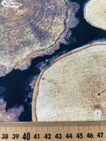 LAST 1/2m: Photographic Style Pile of Wood Cotton Upholstery Lotta Feldt 2011 Ikea